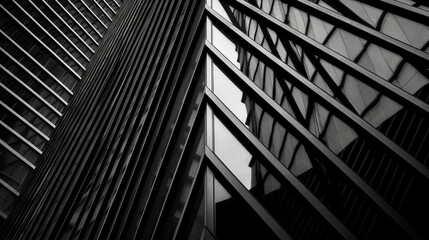 Angular lines building exterior. Business background. AI generated