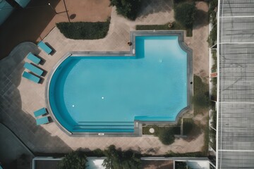 An aerial view of a luxurious swimming pool.