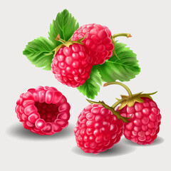 Create a summer-themed poster with this set of raspberry vector graphics.