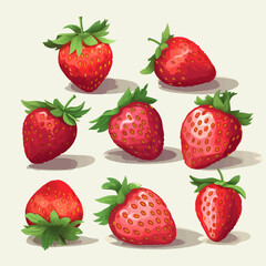 A set of strawberry-themed illustrations in a vector format, ready to be incorporated into your artwork.