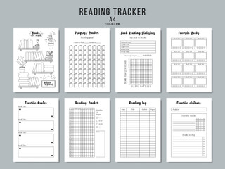 Reading tracker, book reading planner. Vector illustration