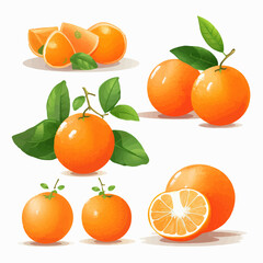 A collection of vector illustrations featuring mouthwatering tangerines.