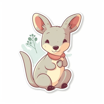 a cute illustration of a happy kangaroo