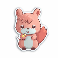 a cute little happy squirrel sticker art