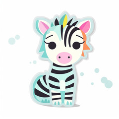 Fototapeta na wymiar cute little colorful zebra sticker art illustration