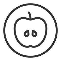 Half an apple on a plate  - icon, illustration on white background, outline style