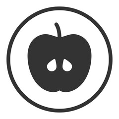 Half an apple on a plate  - icon, illustration on white background, glyph style