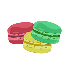Vector illustration of a macaroon isolated on a white background. Sweetness. Color food print.