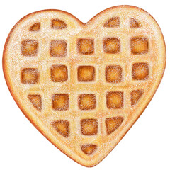 watercolor hand drawn heart shaped waffle