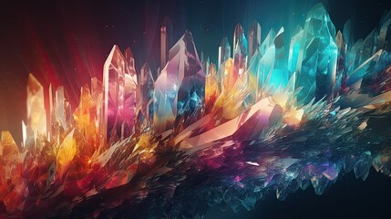 The Unearthly Glow of Space: Colorful Fantasy Smokey Quarts Crystals Abstract Background, Generative AI - obrazy, fototapety, plakaty