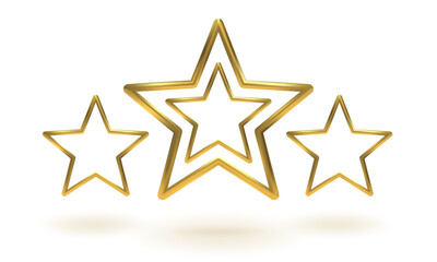 Vector icon of golden star on white background. Achievements for games or customer rating feedback of website.