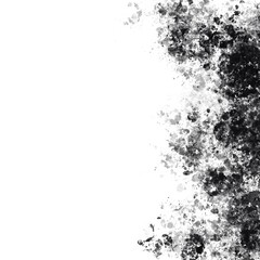 Black spots and splashes on a grey background. Abstract color spots. Ink spray. Background for graphic design. paint splatters. Splashes set. Splashes of paint. wet paint blots. Square banner.