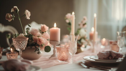 blush pink wedding decoration, Generative AI