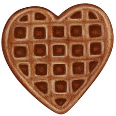 watercolor hand drawn heart shaped waffle