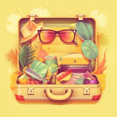preparation, summer vacation suitcase ai generated high quality illustration