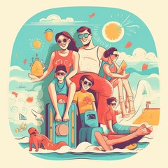 Vacation suitcase seaside sunny ai generated high quality illustration