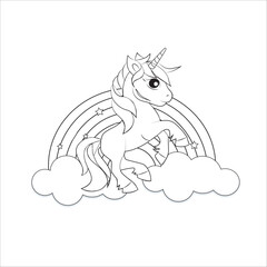coloring page of a horse with rainbrow