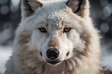 Obraz premium Closeup of a white arctic wolf in the snow illustrated with generative AI