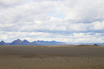 Desolate landscape along central highlands of Iceland.