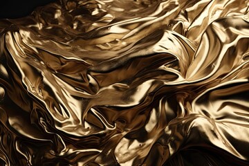 A Luxurious Vintage Gold Foil: An Elegant and Decorative Abstract Metal Surface Crumpled for Grunge Texture. Generative AI