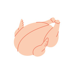 Whole chicken body icon. Fresh chicken meat silhouette. Vector illustration.