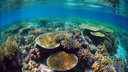 Naklejka na ściany i meble Snorkeling Adventure: Exploring the Exquisite Marine Life of the Great Barrier Reef