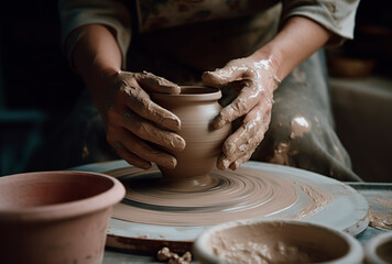A teacher is working on a potter's wheel. Generative AI