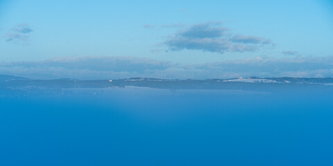rural winterland above the fog