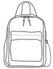 school bag flat sketch vector illustration school backpack technical cad drawing template