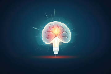 A brain with a spotlight shining on the section that holds cognitive skills. Psychology emotions concept. AI generation. Generative AI