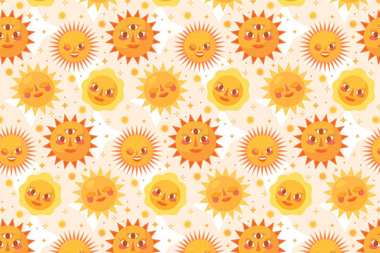 Flat Summer Sun Pattern 