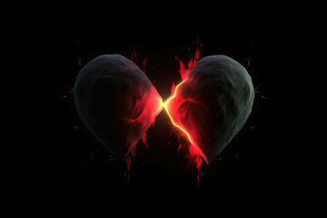 A split heart one side shrouded in darkness the other illuminated with light showing the internal conflict Psychology emotions concept. AI generation. Generative AI