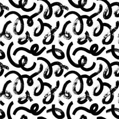Loop bold lines seamless pattern. Hand drawn vector geometric texture with organic brush strokes. Modern stylish abstract texture with swashes, twirls and curly lines. Abstract grunge background.