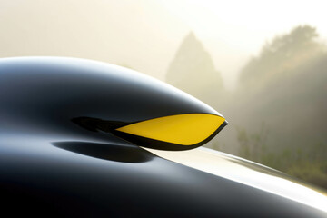 A sideview of a race car offering a glimpse of its special aerodynamic design. Speed drive concept. AI generation. Generative AI