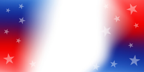 Obraz na płótnie Canvas Abstract red and blue background with star and white blank space to place graphics and text, American 4th of July color concept. Vector illustration. 