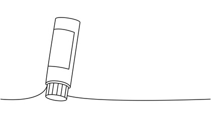 Face cream, cosmetic cream one line continuous drawing. Makeup and beauty tools continuous one line illustration. Vector linear illustration