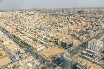 Fototapeta na wymiar Aerial panorama of residential district of Riyadh city, Al Riyadh, Saudi Arabia