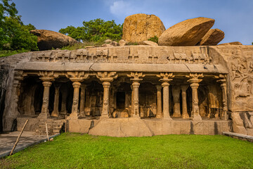 Largest rock reliefs in Asia - Krishna Mandapam is UNESCO World Heritage Site located at...