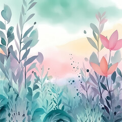 Nature Background Watercolor. Generative AI