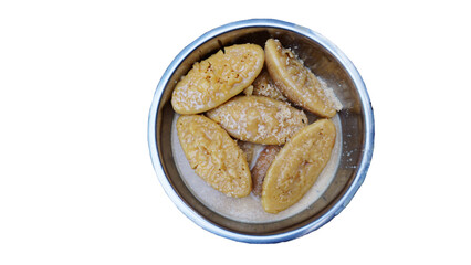 Bangladeshi Hand Made Winter Pitha Cake. One dish pitha on white background.