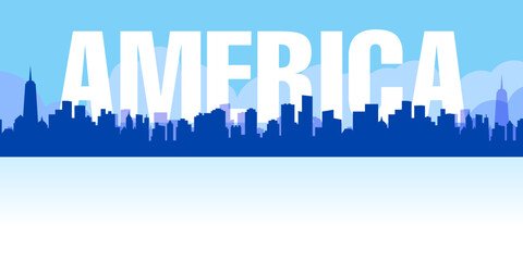 Fototapeta premium Panorama of top world-famous landmarks of New York City, America for travel posters and postcards. vector illustration.