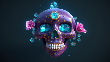 Day of the Dead concept, Sugar Skull, Calavera created with generative AI technology
