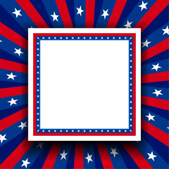 United States empty, blank, copy space, frame for your message. Star and stripe, poster, banner, template, background. Vector design.