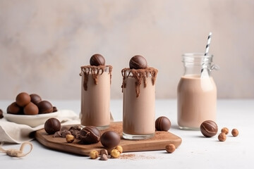 Obraz na płótnie Canvas Generative ai. Chocolate milkshake with chocolate decor