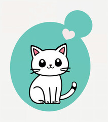 cat with a heart, vector illustration, cute kitty art, pets design