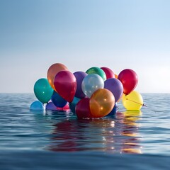 Colorful balloon on the sea