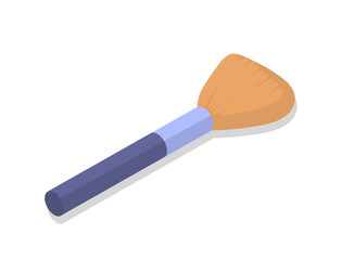 Makeup brush concept. Equipment for beauty salon, application of cosmetics. Aesthetics and elegance. Marketing and advertising poster or banner. Cartoon isometric vector illustration