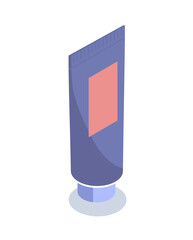 Cream in tube concept. Natural and organic cosmetic product for skin care. Fight wrinkles and blackheads. Antiaging and moisturizing cream. Cartoon isometric vector illustration