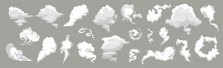 Cartoon smoke set. Vector smoke set special effects template. Vector illustration