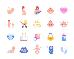 Maternity color icons set